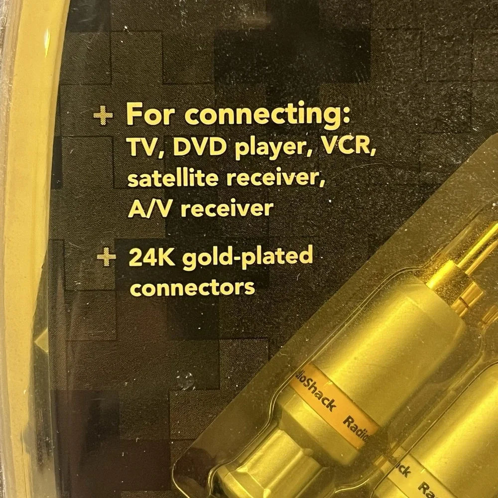 RadioShack 3 FT Stereo A/V Cable 24K Gold Plated Connectors RCA NOS 15-3020